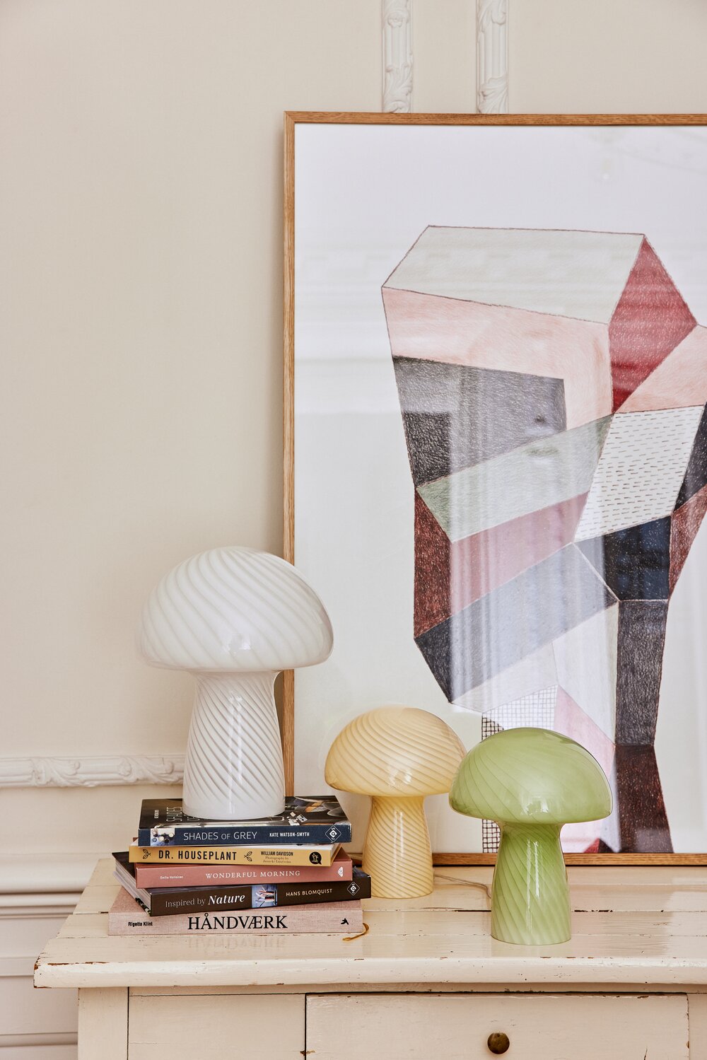 Mushroom bordlampe, hvid - H32 cm.